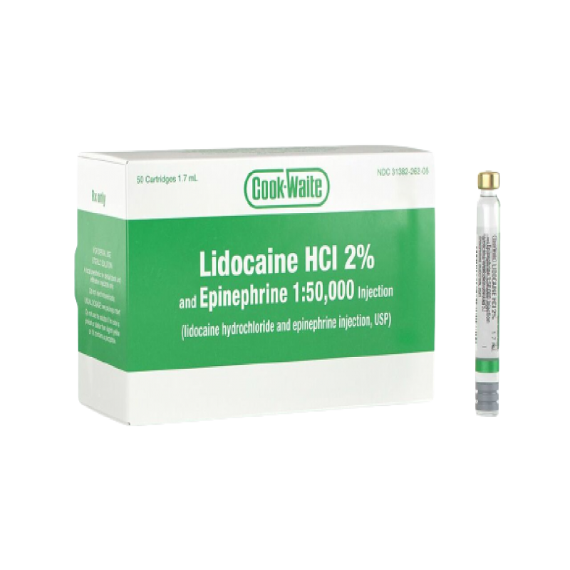 Lidocaine 2% 1:50, 000 Green 50/Box