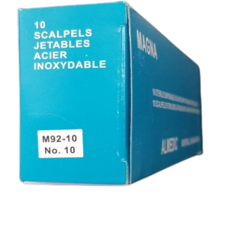10 STERILE DISPOSIBLE SCALPELS WITH STAINLESS STEEL BLADES - MAGNA No. 10