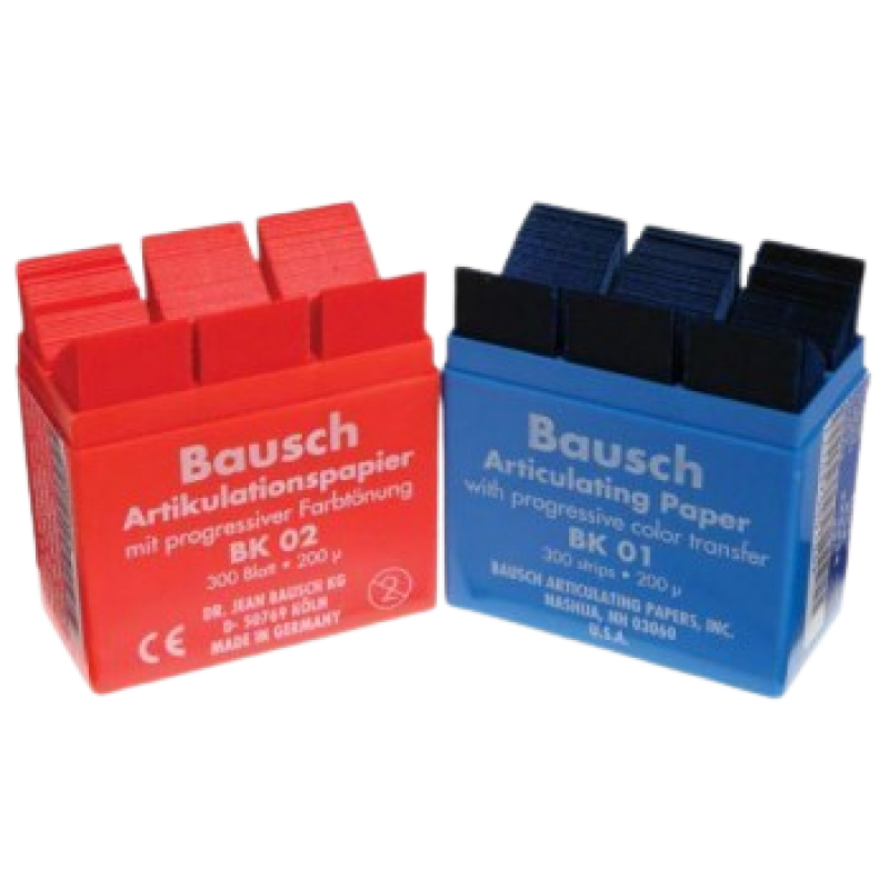 Bausch Articulating Paper Strips - 200 Microns pre cut strips 300/pk BLUE