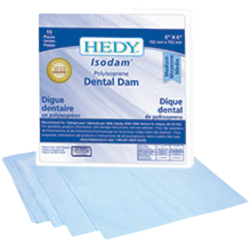 Hedy Dental Dams 5”x 5” Blue Medium 20pcs Non-Latex Isodam