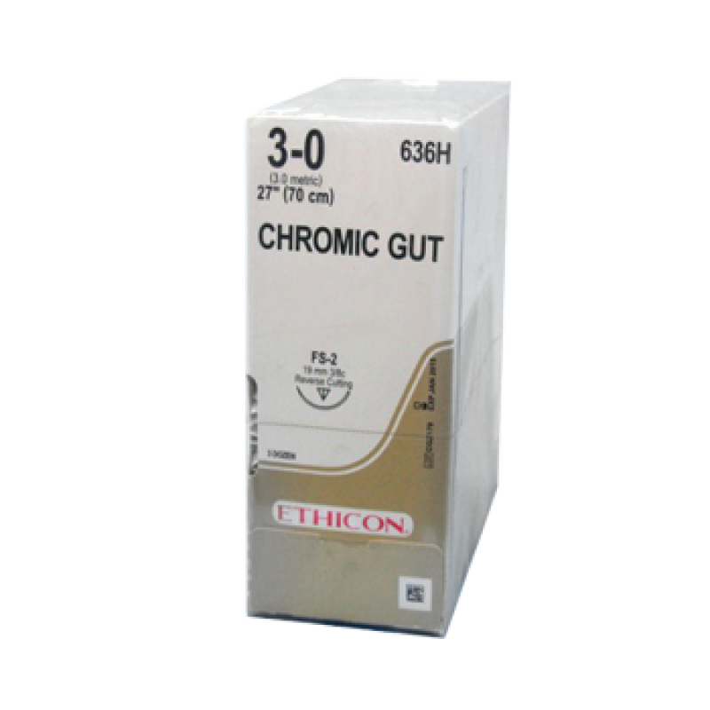Ethicon Sutures. Chromic Gut. 636H 3-0 FS-2 27" 36/Box
