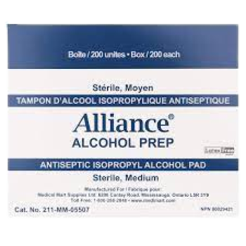 Alliance  70% Sterile Alcohol Preparation Swabs 200/Bx